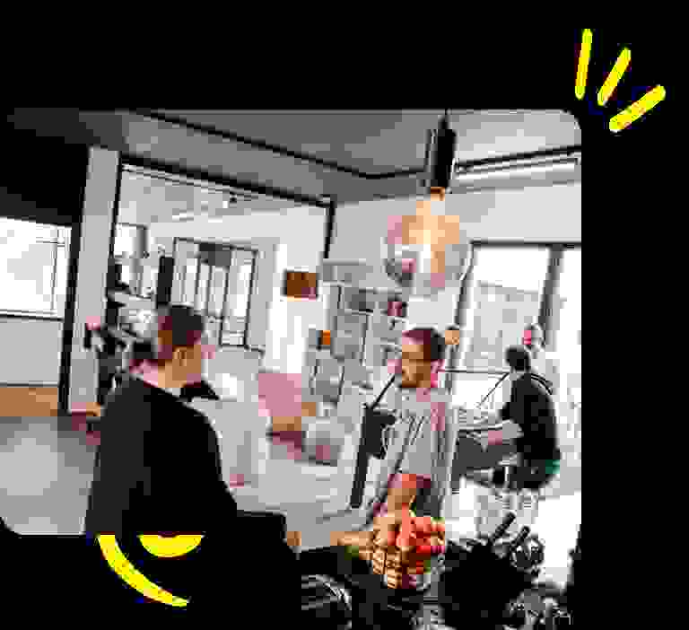 Employees talk to each other