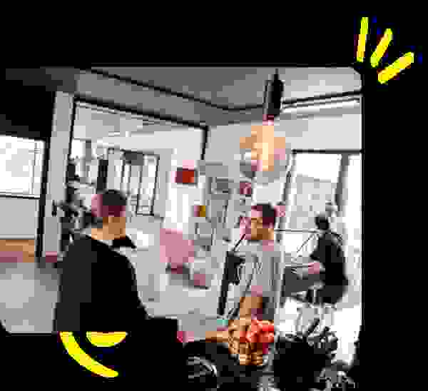 Employees talk to each other