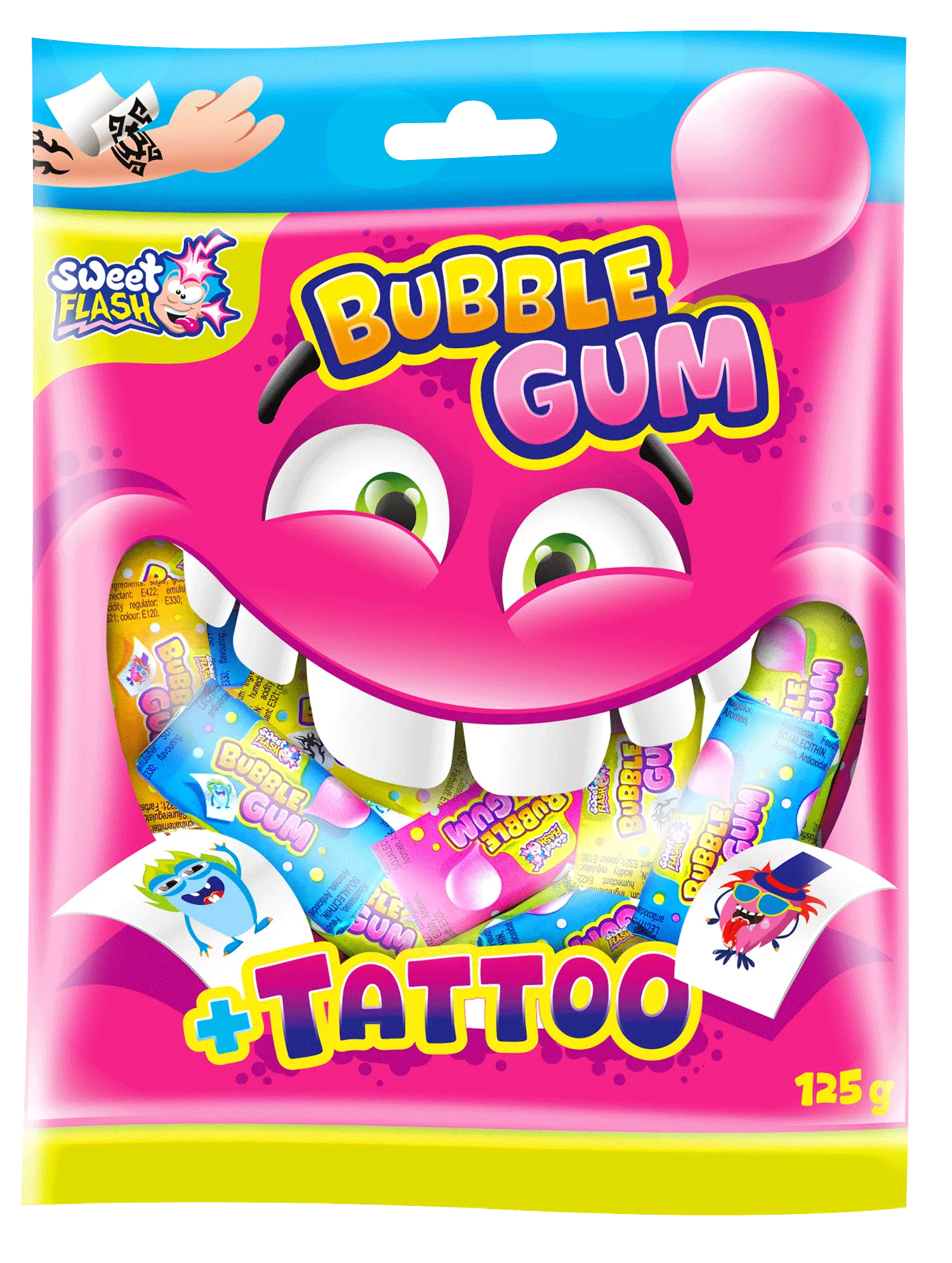 Tattoo Gum Bag: bolas de chicle + tatuajes, 125 g