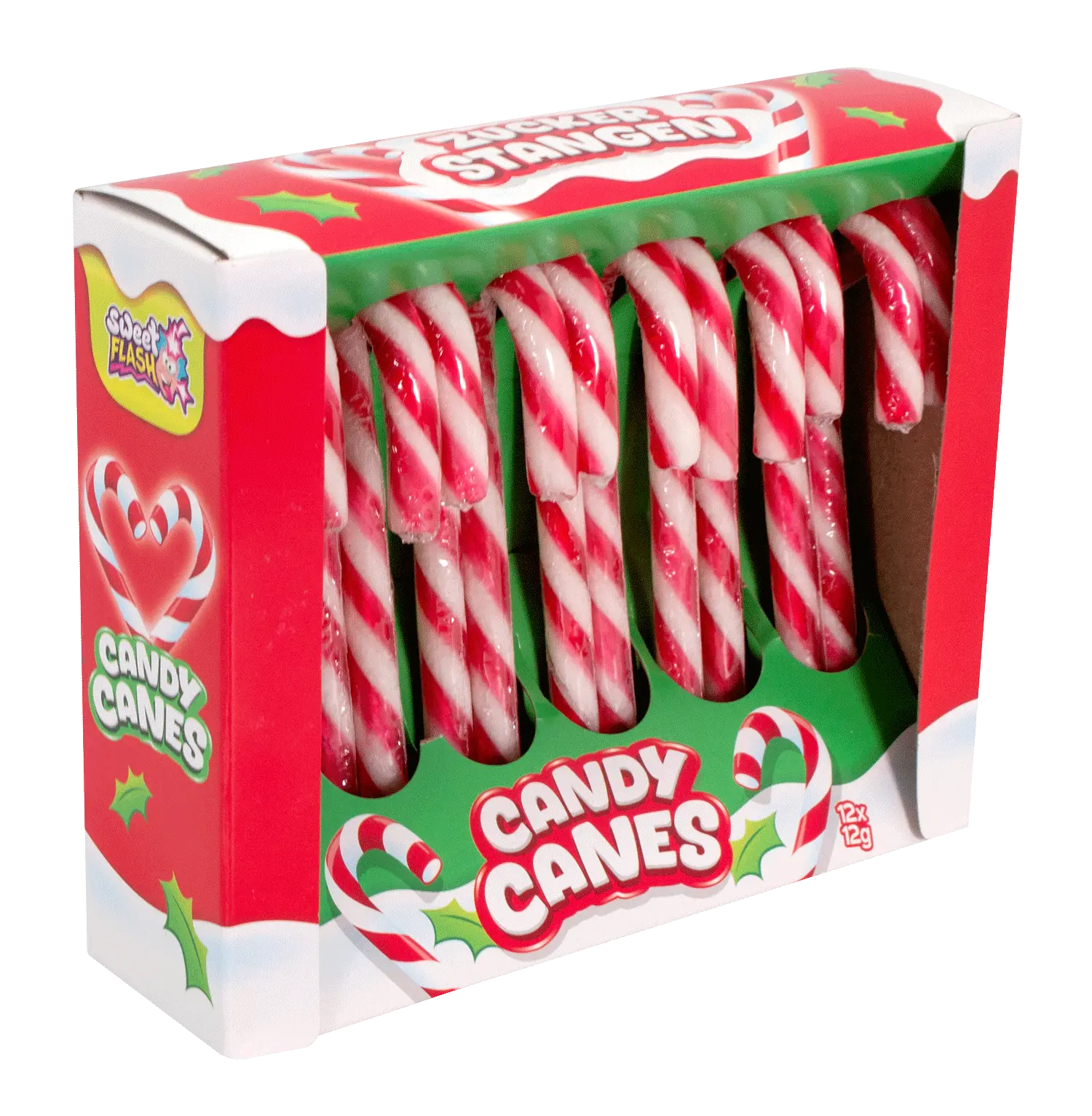 Candy Canes Display Box Red‑White – expositor x12