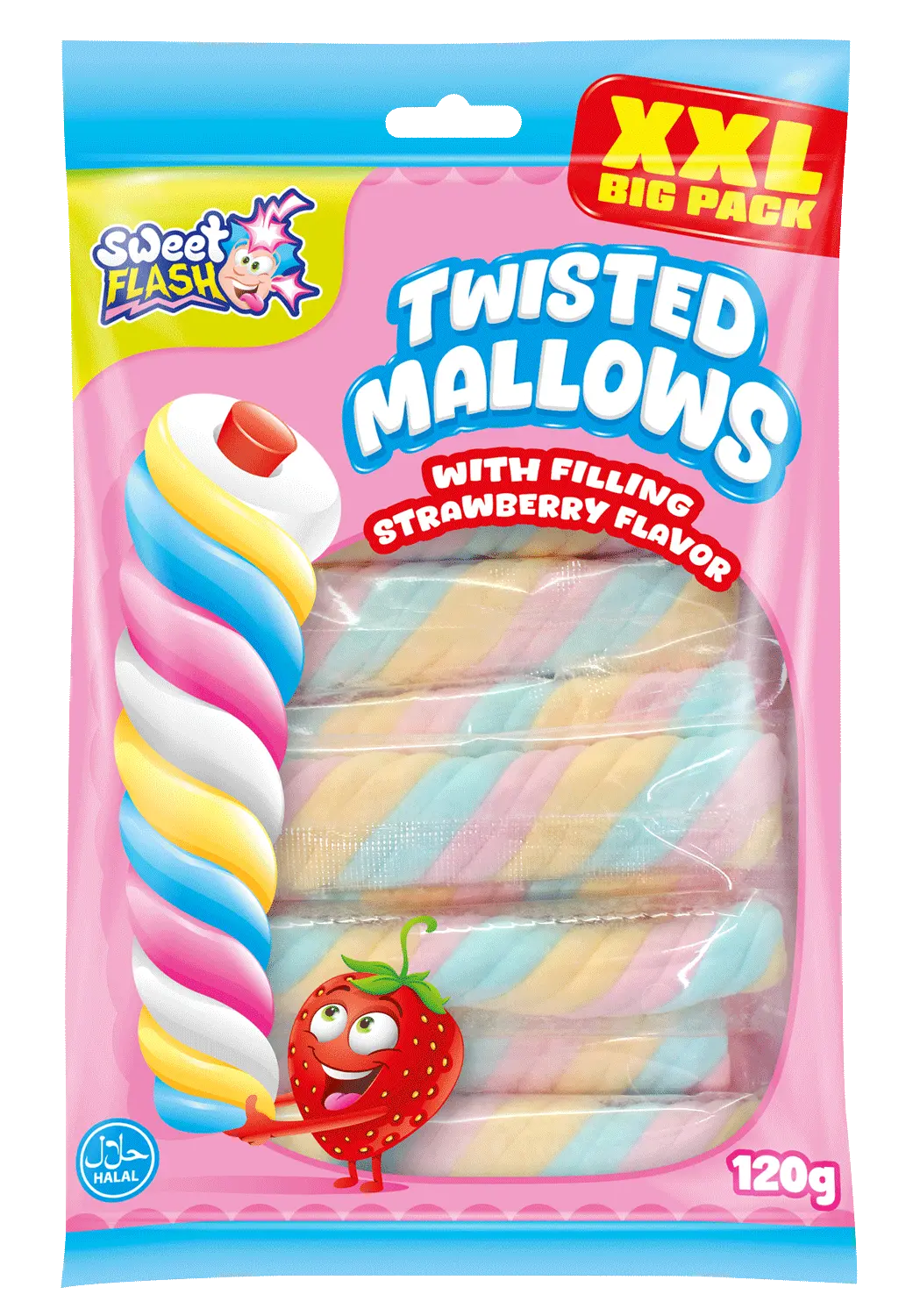 Twisted Mallows – guimauves torsadées, 120 g halal