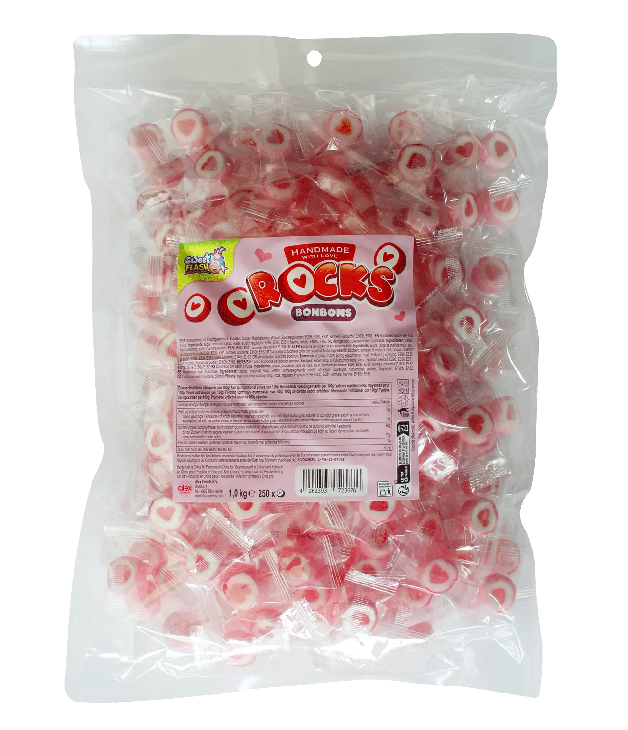 Rocks Hearts: caramelle a cuore, sacchetto 1000 g